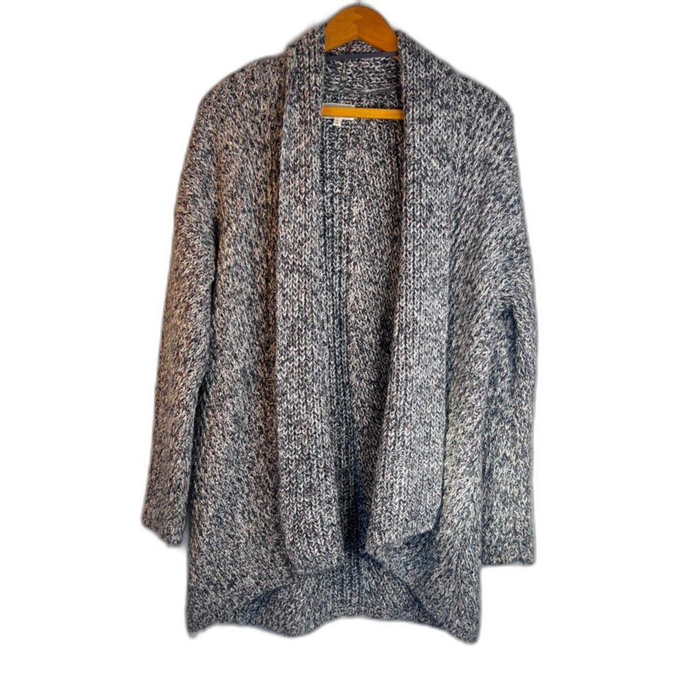 Lou & Grey Chunky Knit Longline‎ Cozy Open Front Comfy Cardigan Size Small Gray